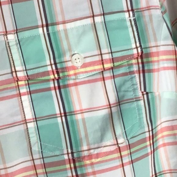 Patagonia Womans 8 Medium Cotton Blend Button Up Shirt Long Sleeve Green Orange - Picture 3 of 5